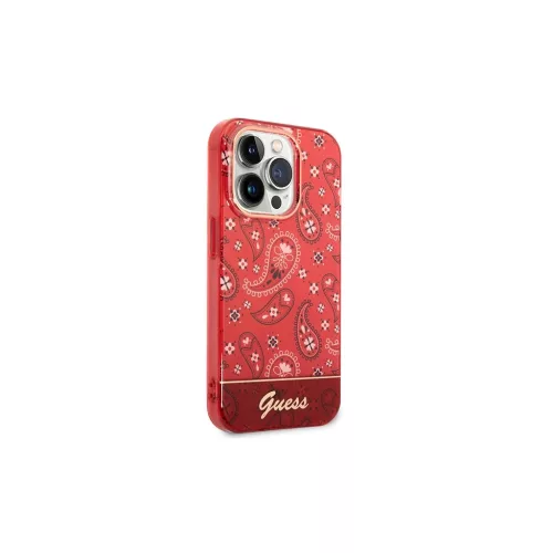 Guess GUHCP14XHGBNHR iPhone 14 Pro Max 6,7 készülékhez keménytok piros Bandana Paisley