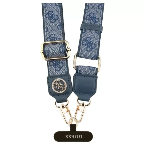Univerzális kulcstartó pánt Guess CBDY 4G Tether Patch Strass Metal Logo kék