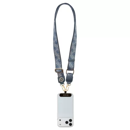 Univerzális kulcstartó pánt Guess CBDY 4G Tether Patch Strass Metal Logo kék