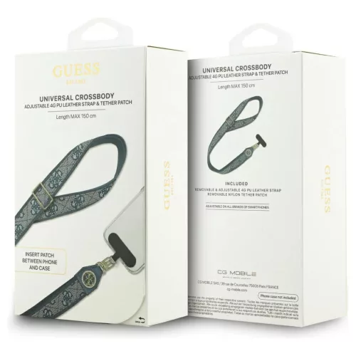 Univerzális kulcstartó pánt Guess CBDY 4G Tether Patch Strass Metal Logo kék