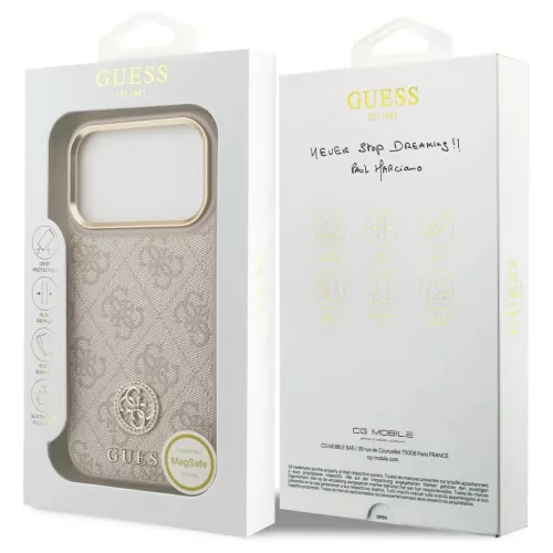 Guess 4G Strass Logo MagSafe tok iPhone 17 Pro készülékhez rózsaszín