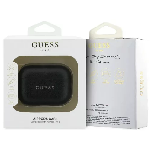 Tok Guess Grained Classic Logo Hook AirPods Pro 3 készülékhez fekete