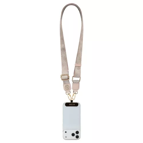 Univerzális kulcstartó Guess CBDY 4G Tether Patch Strass Metal Logo rózsaszín