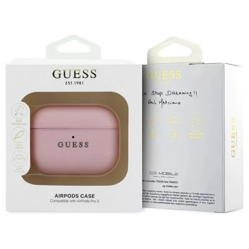 Tok Guess domborított Classic Logo Hook AirPods Pro 3 készülékhez rózsaszín