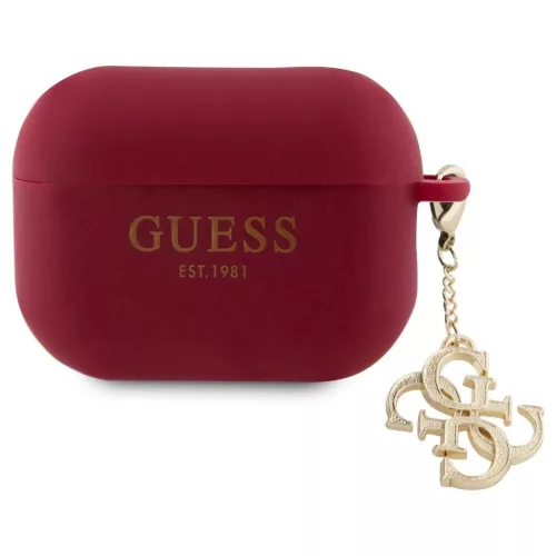 Guess GUAP2LECG4M AirPods Pro 2 (2022/2023) készülékhez tok Liquid Silicone Glitter Triangle magenta