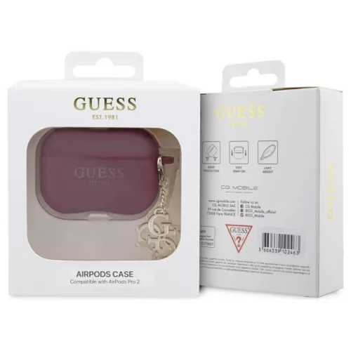Guess GUAP2LECG4M AirPods Pro 2 (2022/2023) készülékhez tok Liquid Silicone Glitter Triangle magenta