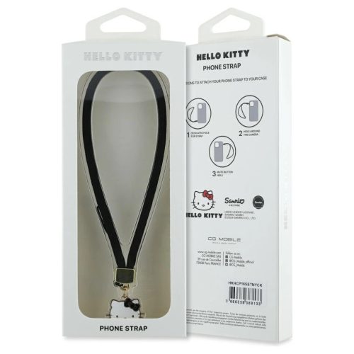 Hello Kitty nylon zsinór Kitty Head telefon dísz fekete