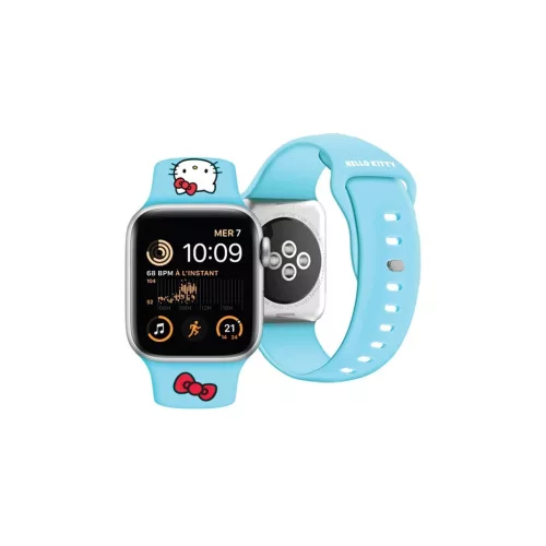 Hello Kitty HKAWMSCHBLB Apple Watch 38/40/41mm készülékhez szilikon szíj Kitty Head kék
