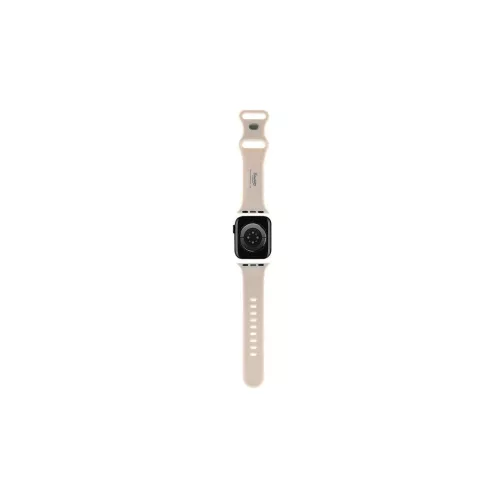 Hello Kitty csuklópánt HKAWMSCHBLE Apple Watch 38/40/41mm készülékhez – bézs szilikon Kitty Head