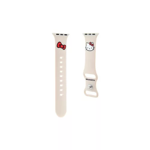 Hello Kitty csuklópánt HKAWMSCHBLE Apple Watch 38/40/41mm készülékhez – bézs szilikon Kitty Head