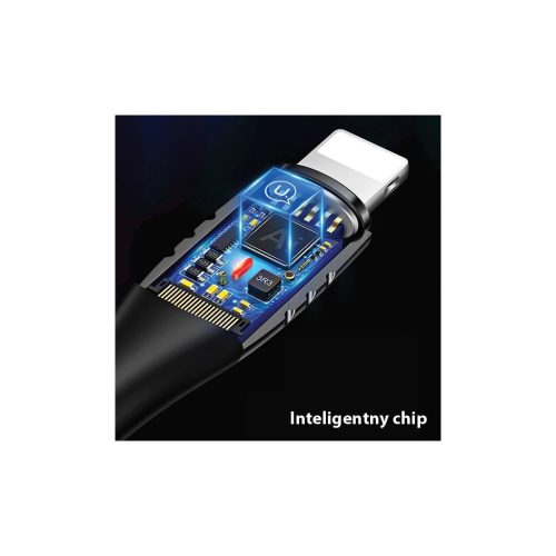 USAMS Fonott U-Tone Lightning kábel 1,2 m Power-off 2A Fast Charging fekete SJ344USB01 (US-SJ344)