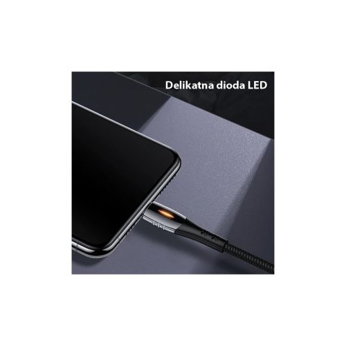 USAMS Fonott U-Tone Lightning kábel 1,2 m Power-off 2A Fast Charging fekete SJ344USB01 (US-SJ344)