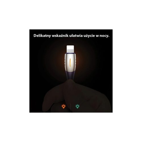 USAMS Fonott U-Tone Lightning kábel 1,2 m Power-off 2A Fast Charging fekete SJ344USB01 (US-SJ344)