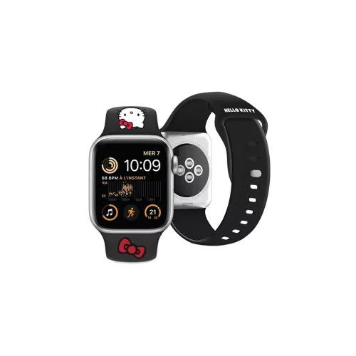 Hello Kitty szilikon szíj HKAWMSCHBLK Apple Watch 38/40/41mm készülékhez – Kitty Head – fekete