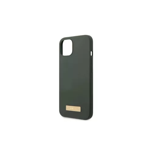Guess GUHMP13MSBPLA iPhone 13/14/15 készülékhez 6.1" kemény tok Silicone Logo Plate MagSafe khaki