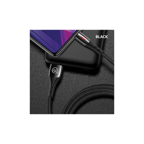 USAMS Braided U-Tone microUSB kábel 1.2m Power-off 2A Fast Charging fekete SJ346USB01 (US-SJ346)