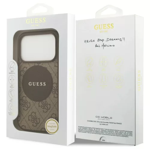 Guess 4G Circle Classic Logo MagSafe tok iPhone 17 Pro készülékhez barna