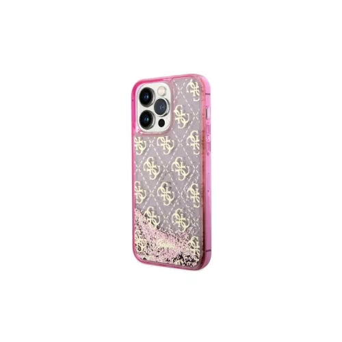 Guess GUHCP14LLC4PSGP iPhone 14 Pro 6.1 készülékhez kemény tok Liquid Glitter 4G Transculent rózsaszín