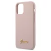 Guess GUHCP12SLSLMGLP iPhone 12 mini készülékhez keménytok Silicone Script Gold Logo világos rózsaszín