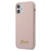 Guess GUHCP12SLSLMGLP iPhone 12 mini készülékhez keménytok Silicone Script Gold Logo világos rózsaszín