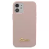 Guess GUHCP12SLSLMGLP iPhone 12 mini készülékhez keménytok Silicone Script Gold Logo világos rózsaszín
