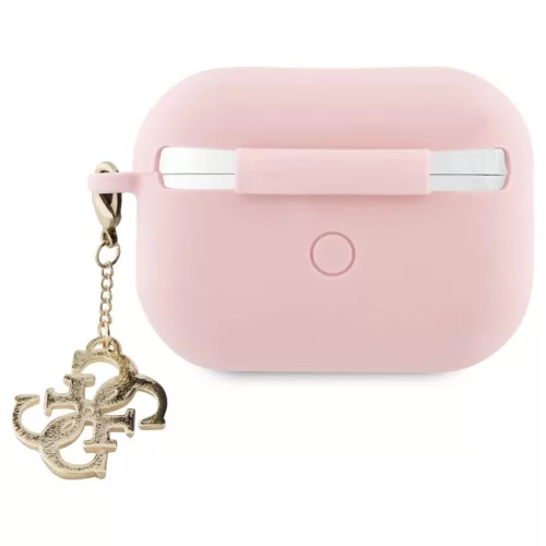 Guess GUAP2LECG4P AirPods Pro 2 (2022/2023) készülékhez tok Liquid Silicone Glitter Triangle Charm rózsaszín