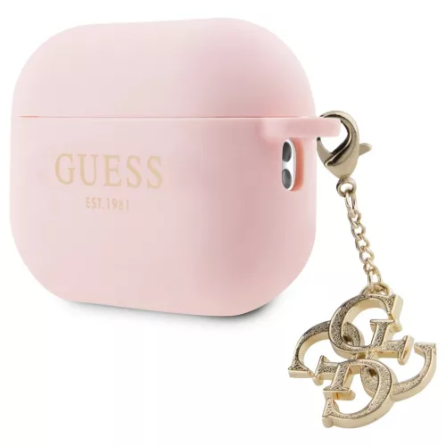 Guess GUAP2LECG4P AirPods Pro 2 (2022/2023) készülékhez tok Liquid Silicone Glitter Triangle Charm rózsaszín