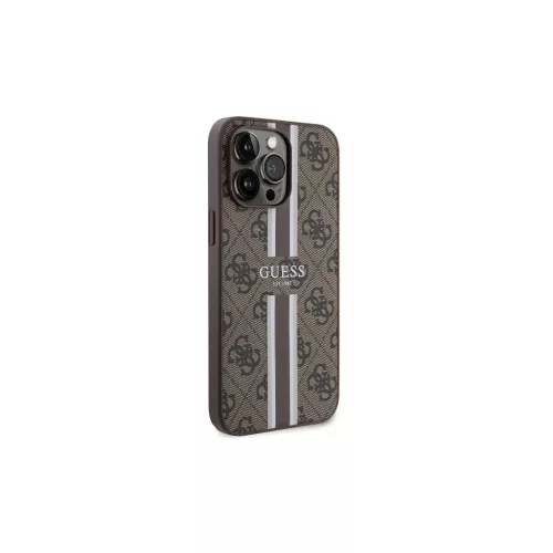 Guess GUHMP15XP4RPSW iPhone 15 Pro Max készülékhez keménytok 4G Printed Stripes MagSafe barna