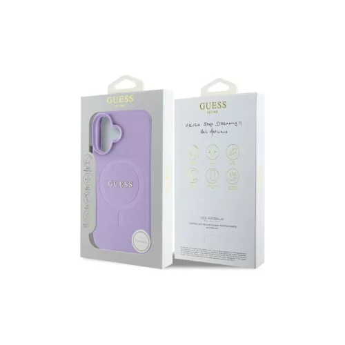 Guess GUHMP16SPSAHMCU iPhone 16 6.1 készülékhez Saffiano MagSafe keménytok lila