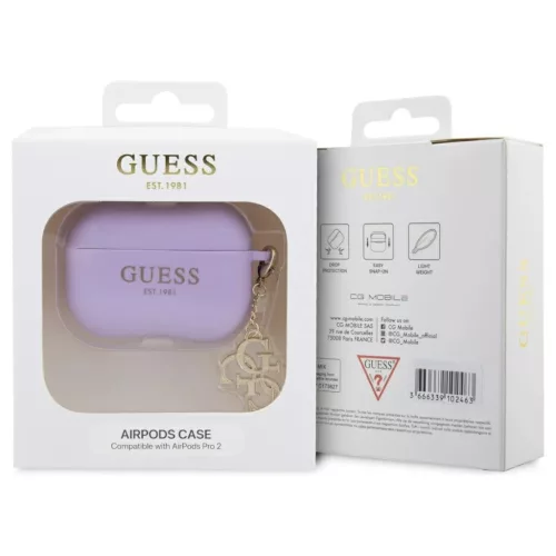 Guess GUAP2LECG4U AirPods Pro 2 (2022/2023) tok AirPods Pro 2 készülékhez Liquid Silicone Glitter Triangle C lila