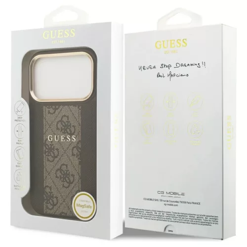 Guess 4G Stripe MagSafe tok iPhone 17 Pro készülékhez barna