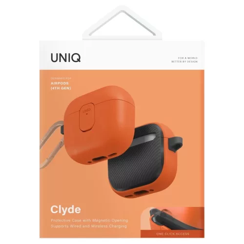 UNIQ Clyde Lock tok AirPods 4 készülékhez narancssárga