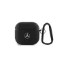 Mercedes MEA4CSLBK AirPods 4 készülékhez fekete bőr tok, fém logó