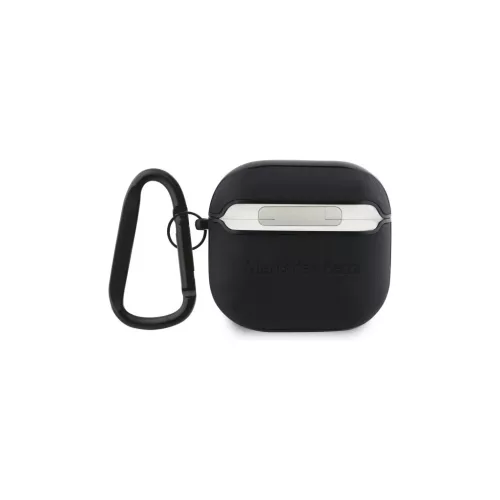 Mercedes MEA4CSLBK AirPods 4 készülékhez fekete bőr tok, fém logó