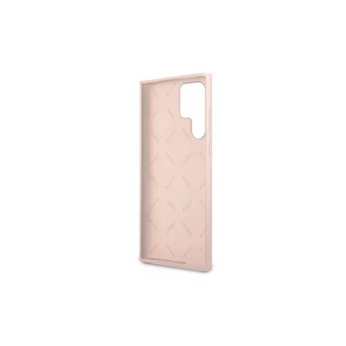 Guess GUHCS23LLSLMGPP S23 Ultra S918 készülékhez kemény tok Silicone Script Metal Logo rózsaszín