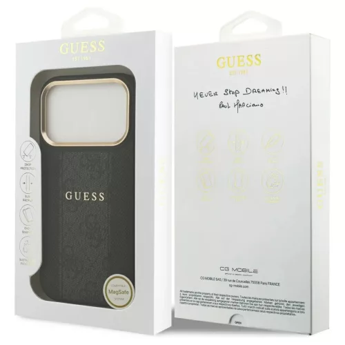 Guess 4G Stripe MagSafe tok iPhone 17 Pro készülékhez fekete