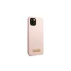 Guess GUHMP13MSBPLP iPhone 13/14/15 készülékhez 6.1" kemény tok Silicone Logo Plate MagSafe rózsaszín