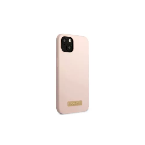 Guess GUHMP13MSBPLP iPhone 13/14/15 készülékhez 6.1" kemény tok Silicone Logo Plate MagSafe rózsaszín