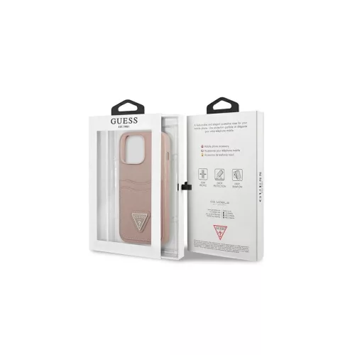 Guess GUHCP13LPSATPP iPhone 13 Pro / 13 6,1" készülékhez tok SaffianoTriangle Logo Cardslot rózsaszín
