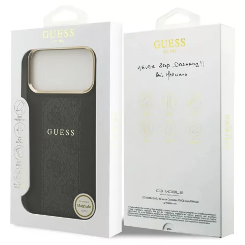 tok Guess 4G Stripe MagSafe iPhone 17 Pro Max készülékhez fekete