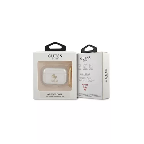 Guess GUAPUCG4GT AirPods Pro tok készülékhez Transparent Glitter Collection