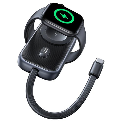 Induktív töltő Apple Watch készülékhez – Usams CD245 2-in-1, 1200mAh powerbank + USB-C kábel tarnish