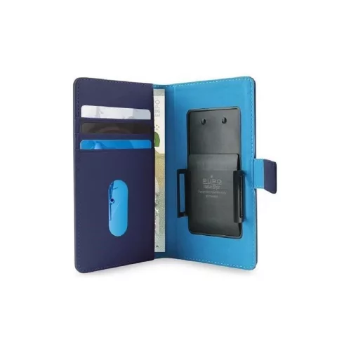 PURO Smart Wallet XL univerzális tok 5.1 fényképtartóval és kártya rekeszekkel kék
