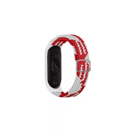   Beline Mi Band 7/6/5 szíj készülékhez, Textilered/fehér, piros/fehér