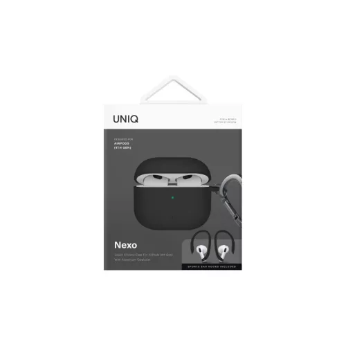 UNIQ tok Nexo AirPods 4 készülékhez + silikon fülhorgok fekete