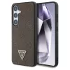 Guess Grained Hot Stamp Peony Pattern Triangle Logo MagSafe tok Samsung Galaxy S25 készülékhez barna