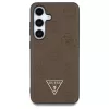 Guess Grained Hot Stamp Peony Pattern Triangle Logo MagSafe tok Samsung Galaxy S25 készülékhez barna