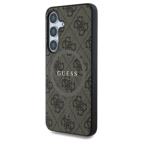Guess Leather 4G Colored Ring Classic Logo MagSafe Samsung Galaxy S25 Plus készülékhez tok barna