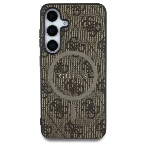 Guess Leather 4G Colored Ring Classic Logo MagSafe Samsung Galaxy S25 Plus készülékhez tok barna