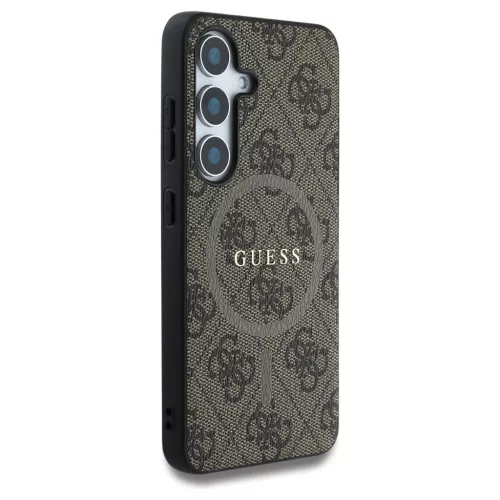 Guess Leather 4G Colored Ring Classic Logo MagSafe Samsung Galaxy S25 Plus készülékhez tok barna